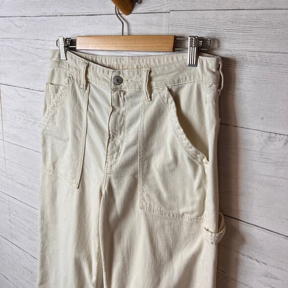 American Eagle Jeans Womens Size 12 Ivory Stretch Super High-Rise Baggy Wide Leg - Picture 9 of 16